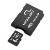 CARTÃO DE MEMÓRIA MICRO SD C/ ADAPTADOR SD 04GB MULTILASER M